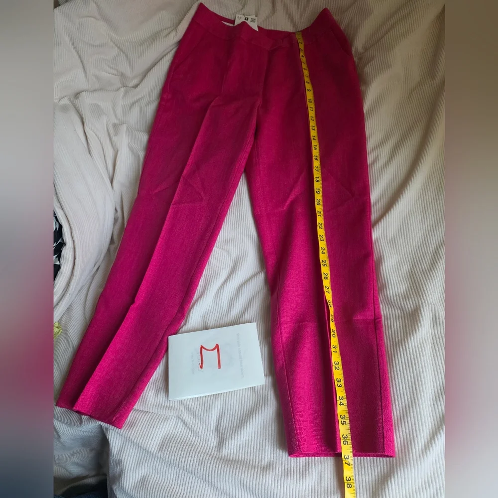 Zara High-waisted Slim Linen Pants Fuschia ZW COllection Bnwt